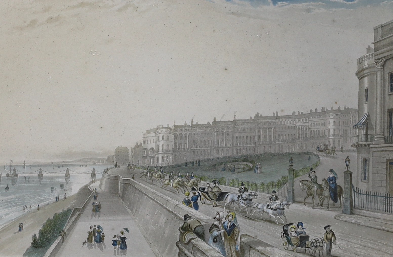 An early 19th century aquatint, Kemp Town, Brighton, 32.5 x 42cm